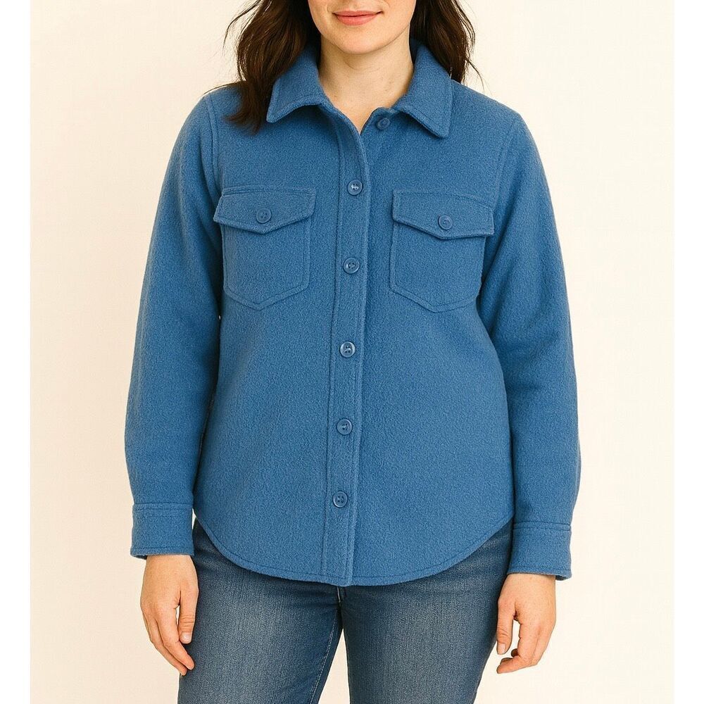 Rachel Zoe blue collared shacket size am